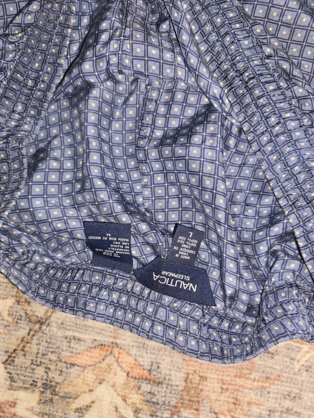 Silk Nautica Navy Blue Geometric Pajama